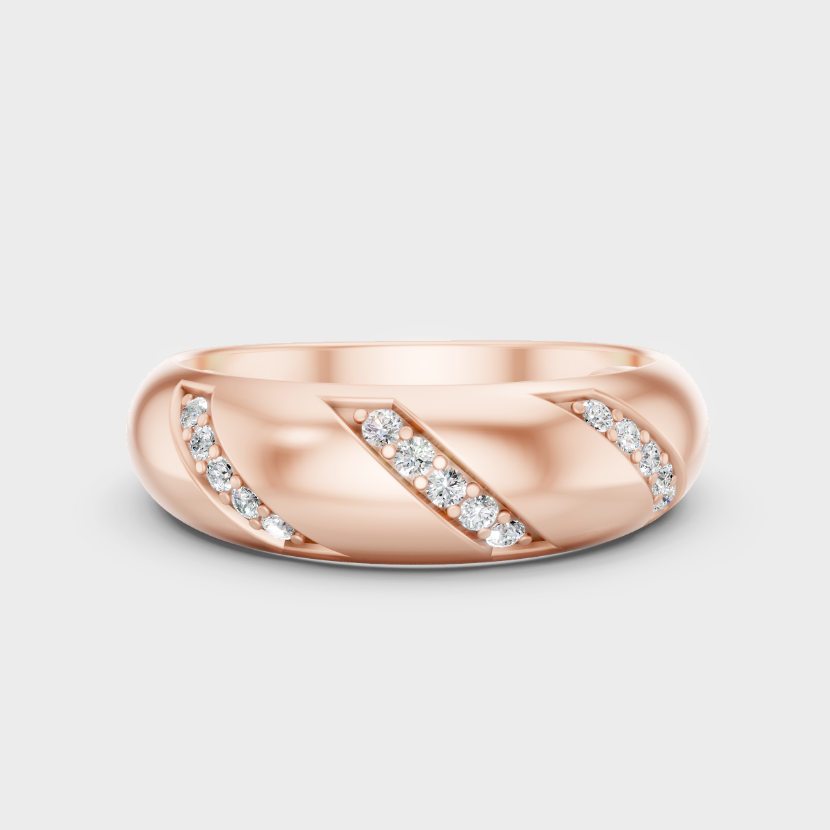 Modern 18K Rose Gold Men’s Ring With 0.15Ct Round Lab-Grown Diamond